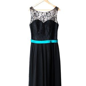 Black Long Lace Bridesmaids Dress